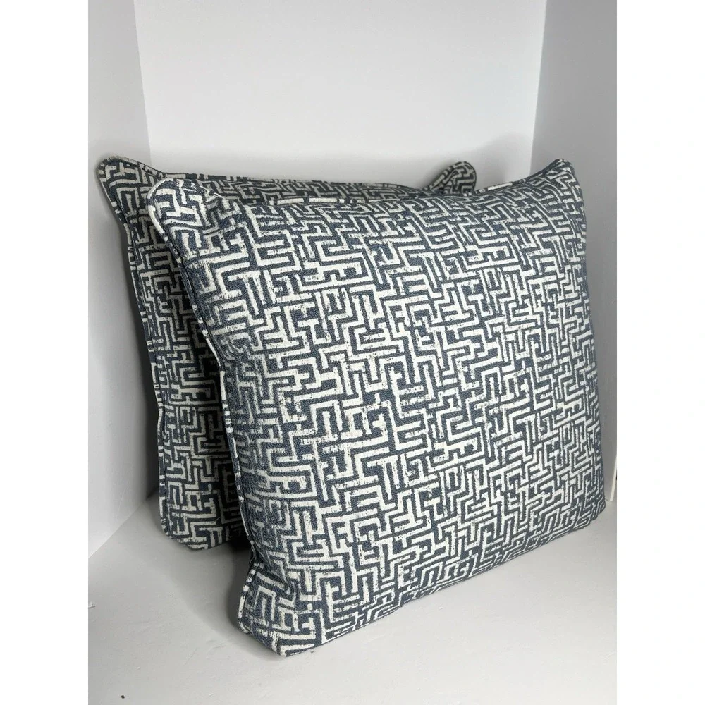 Pair of The Pillow Collection Cover + Down Insert Zeref Geometric Blue White 20